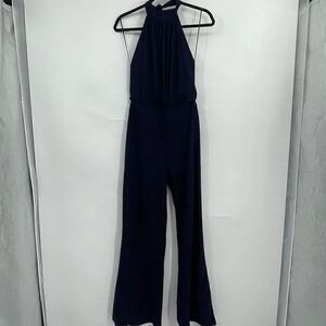 Abs by Allen Schwartz Navy Blue Sleeveless Halter Neck Wide Leg Jumpsuit Size 4